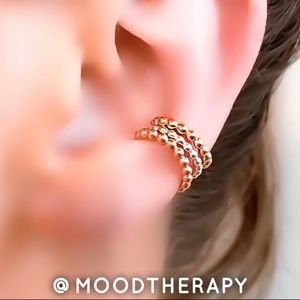 3 PACK! Fake/Faux Cartilage/Conch Earrings Non Pierced Beaded Clip On Ear Cuffs